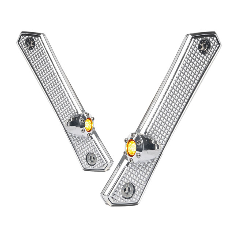 VITY''S DESIGN, DIAMOND FRONT TURN SIGNALS, CHROME. ECE APPR. REPLACES 906311