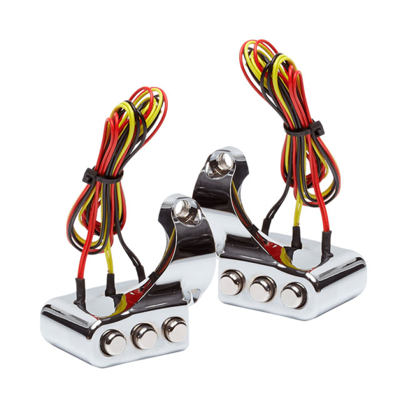 VITY''S DESIGN 3 BUTTON SWITCH HOUSING LEFT, CHROME LEFT SIDE CLUTCH. 906326