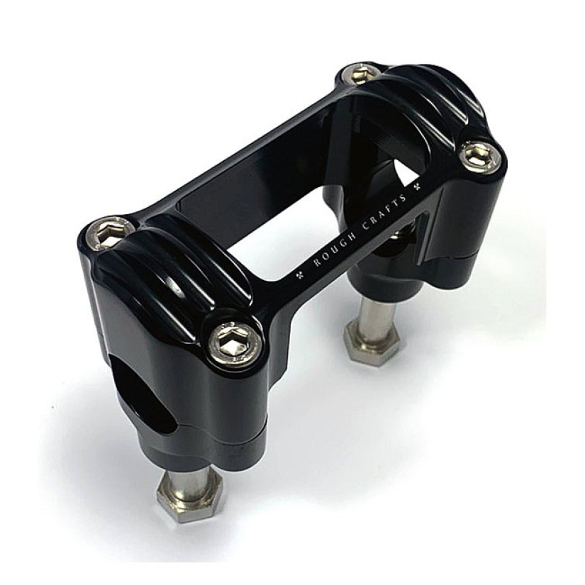 ROUGH CRAFTS, M8 SOFTAIL 1.3" FINNED RISERS. BLACK BLACK ANODIZED FINI 906446