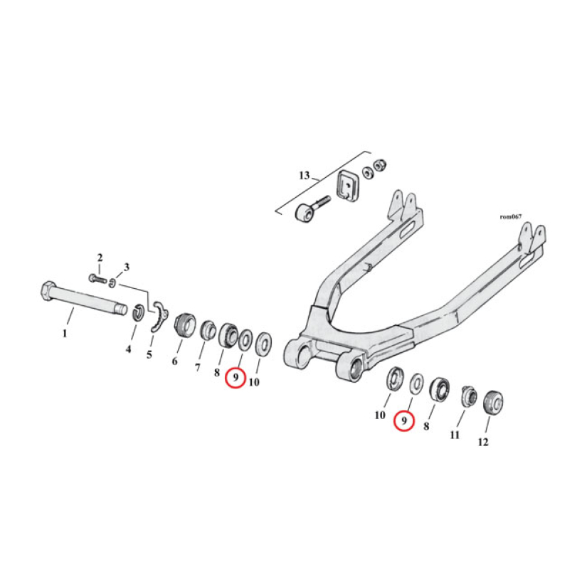 BEARING SPACER, INNER. SWINGARM 908135