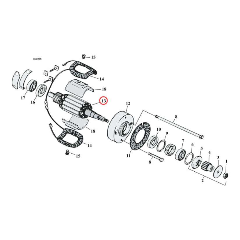 GENERATOR ARMATURE 6-VOLT 32E MODEL 3-BRUSH. OEM REPLACEMENT REFERENCE 908200