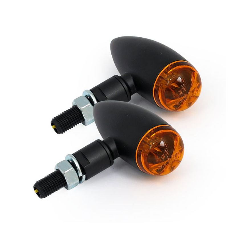 MICRO BULLET LED TURN SIGNALS, BLACK AMBER LENS; ECE APPROVED 913018