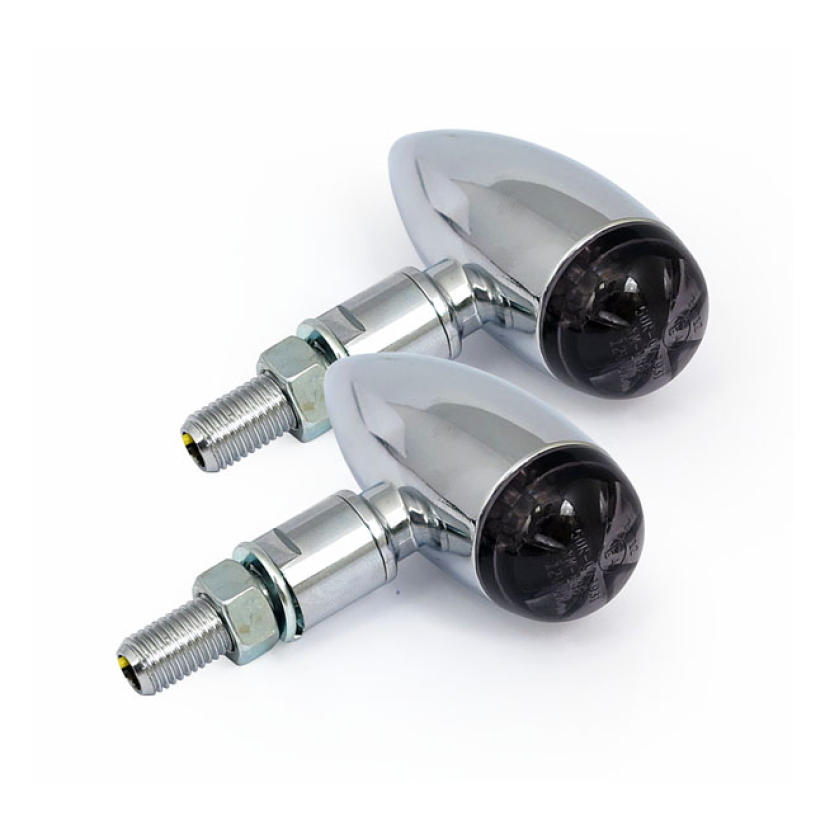MICRO BULLET LED TURN SIGNALS, CHROME SMOKE LENS; ECE APPROVED 913021