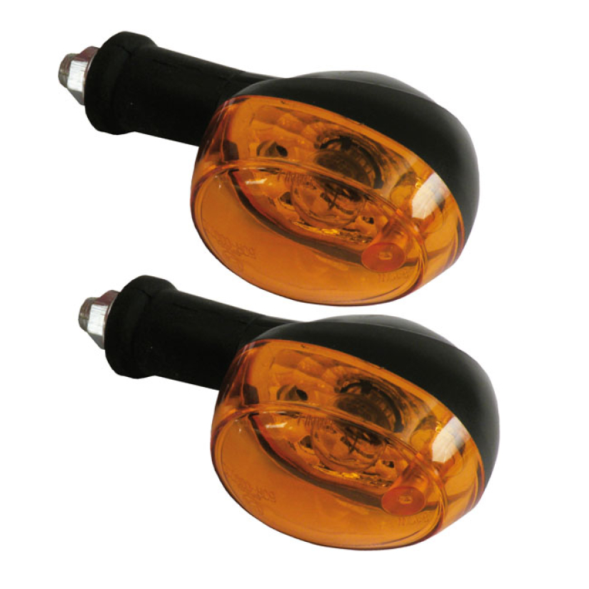 BARCELONA, TURN SIGNALS. BLACK. LARGE BLACK HOUSING  AMBER LENS  ECE A 913603