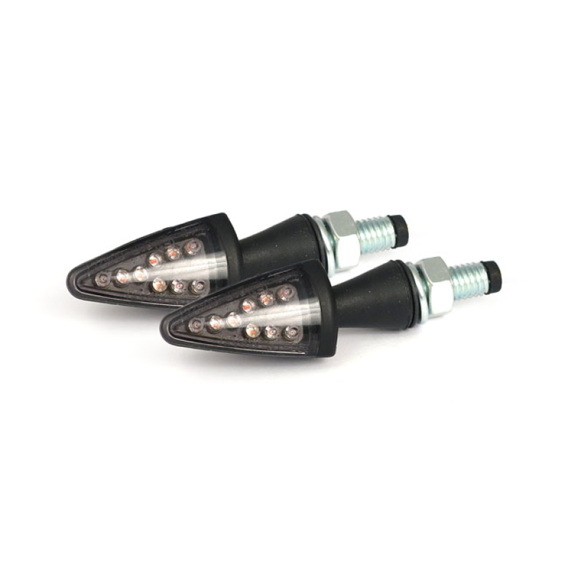 BLACK PEAK, LED TURN SIGNALS. BLACK. SMOKE LENS BLACK ABS HOUSING.  WI 914141