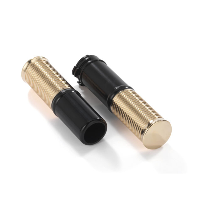 KUSTOM TECH, FL HANDLEBAR GRIP SET. BLACK ALU/POLISHED BRASS BLACK ANO 914942