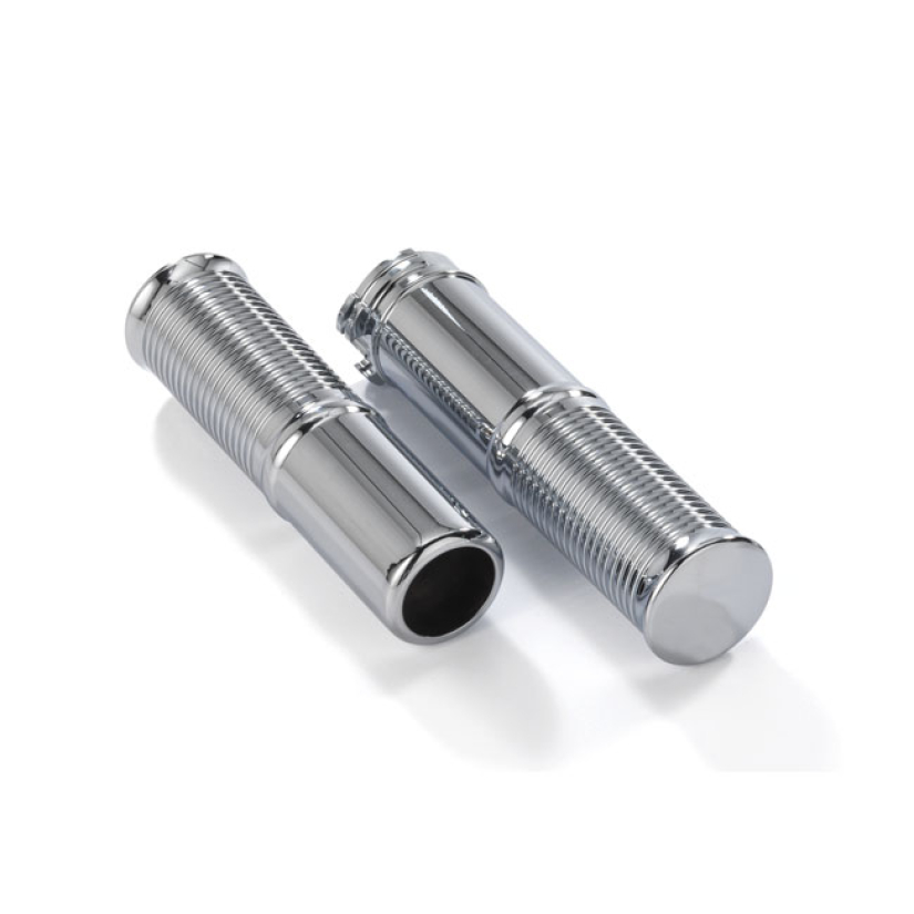 KUSTOM TECH, FL HANDLEBAR GRIP SET. CHROMED ALUMINUM FITS 1" DIAMETER 914950