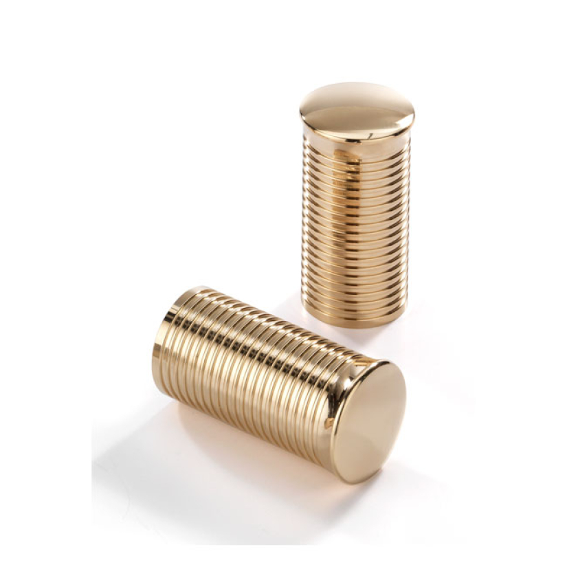KUSTOM TECH, FL HANDLEBAR GRIP ENDS. RIBBED, POL BRASS POLISHED BRASS. 914956