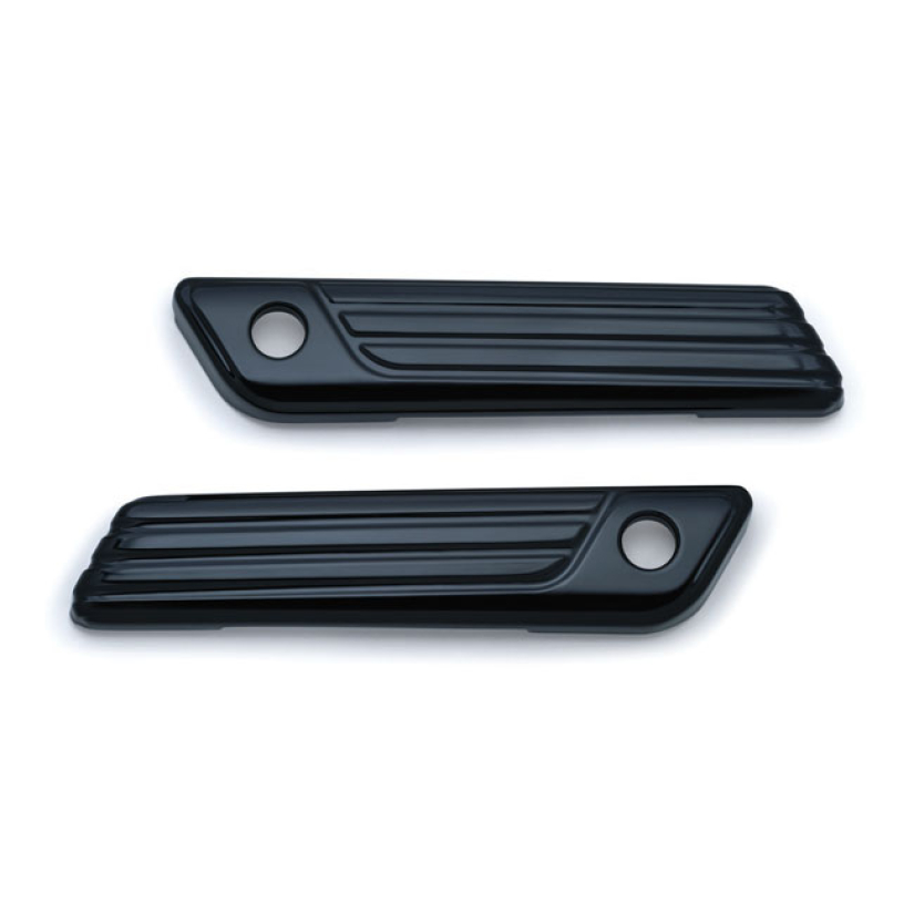KURYAKYN, TRI-LINE SADDLEBAG HINGE COVERS GLOSS BLACK. CAST ALUMINUM. 917215
