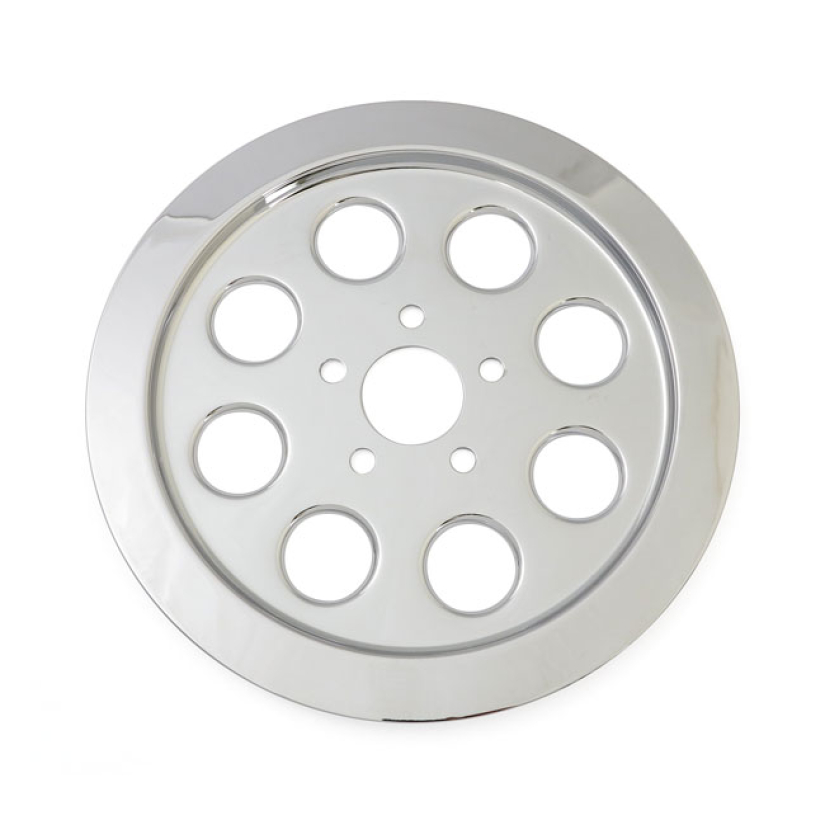 INNER PULLEY COVER, HOLES (70T) CHROME STEEL. FITS BEHIND THE PULLEY; 918226