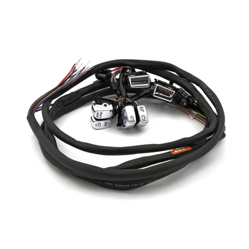 HANDLEBAR SWITCH & WIRING KIT. RADIO/CRUISE. LED. CHROME WITH AMBER BA 920137