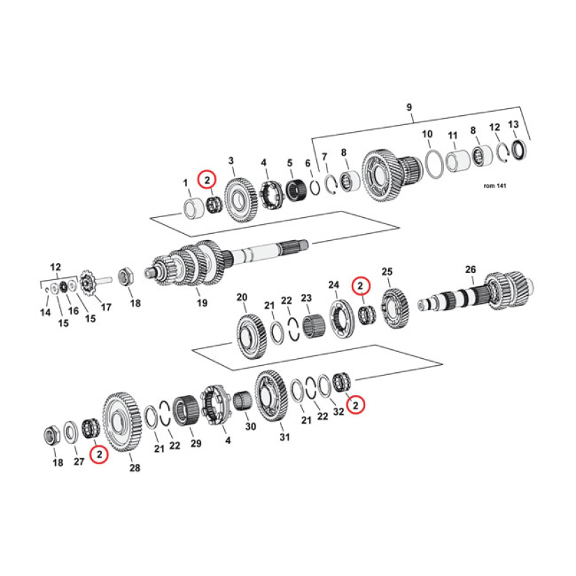 NEEDLE BEARING, MAIN & COUNTER SHAFTS 4 USED. OEM REPLACEMENT REFERENC 921496