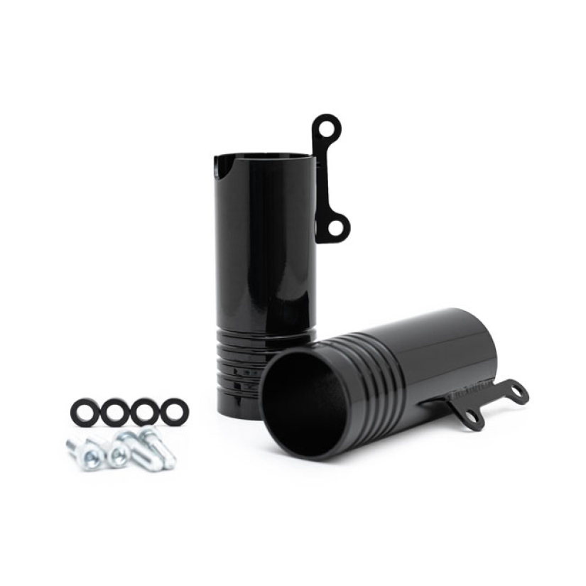 KILLER CUSTOM, LOWER FORK COVERS. GLOSS BLACK CNC MACHINED BILLET ALUM 921652