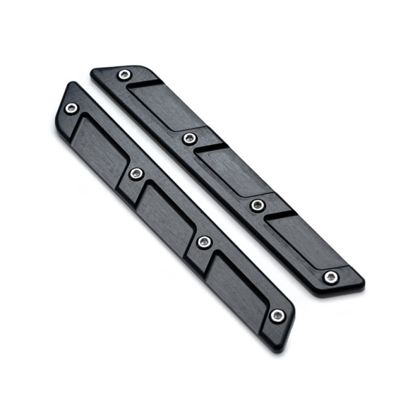 KILLER CUSTOM, SADDLEBAG LATCH INSERTS. BLACK CNC MACHINED ALUMINUM; W 921664