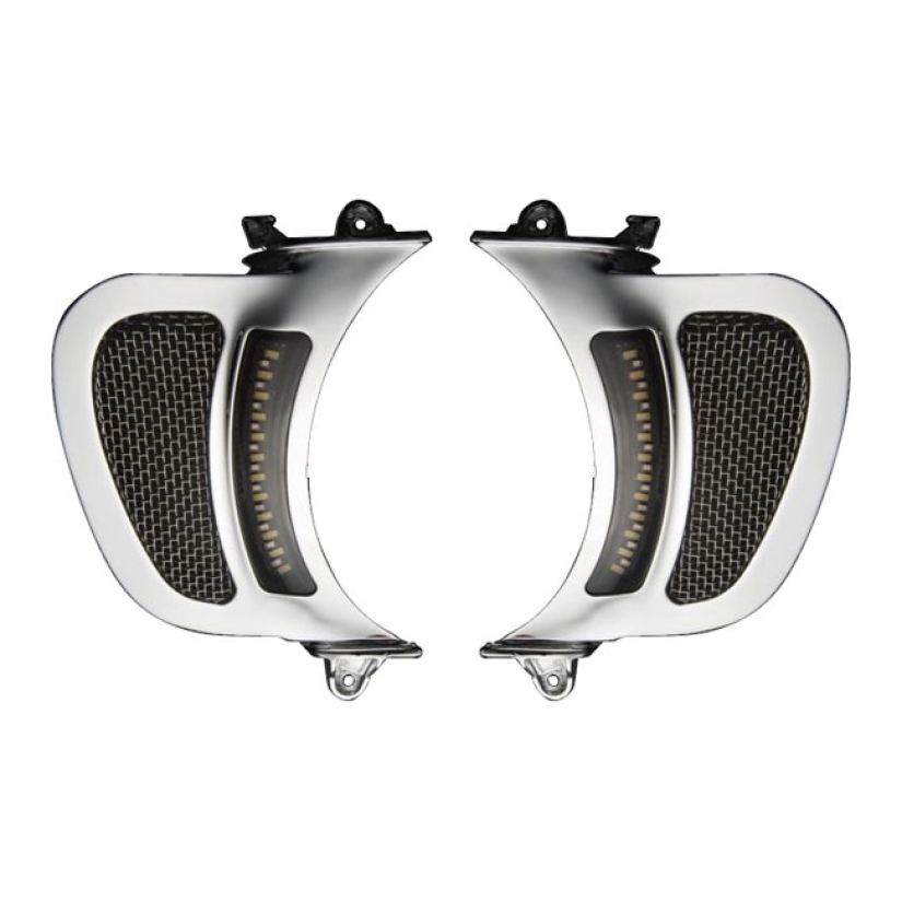 CUSTOM DYNAMICS, ROAD GLIDE LED VENT INSERTS. CHROME CHROME WITH STAIN 922699