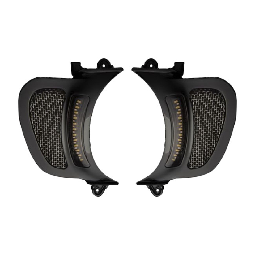 CUSTOM DYNAMICS, ROAD GLIDE LED VENT INSERTS. BLACK GLOSS BLACK WITH B 922700
