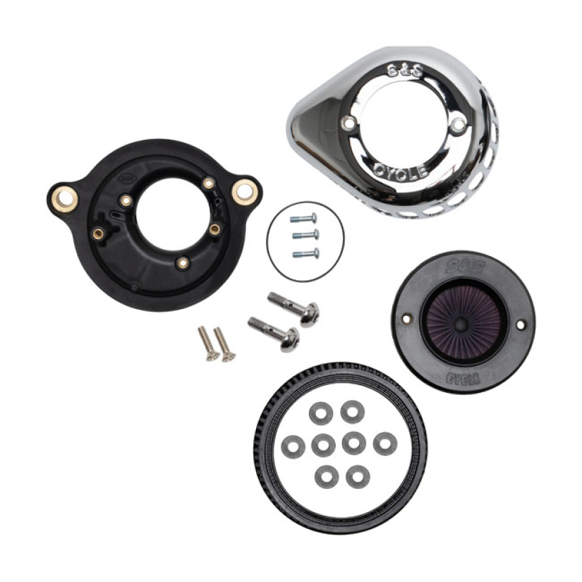 S&S, ''AIR STINGER STEALTH'' AIR CLEANER KIT. TEARDROP, CHROME WITH A 923177