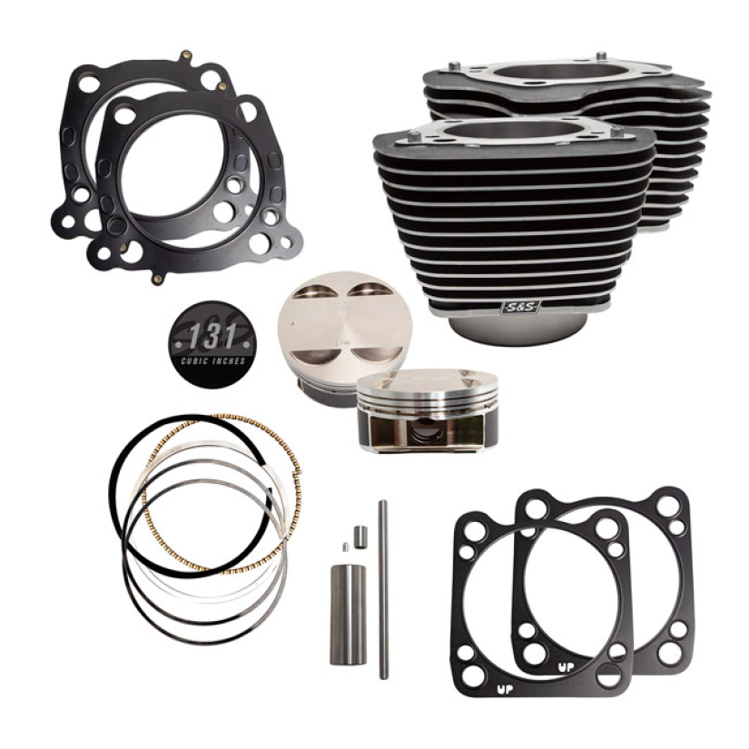 S&S, M8 131" BIG BORE CYLINDER & PISTON KIT. CLEAR FINS 923193