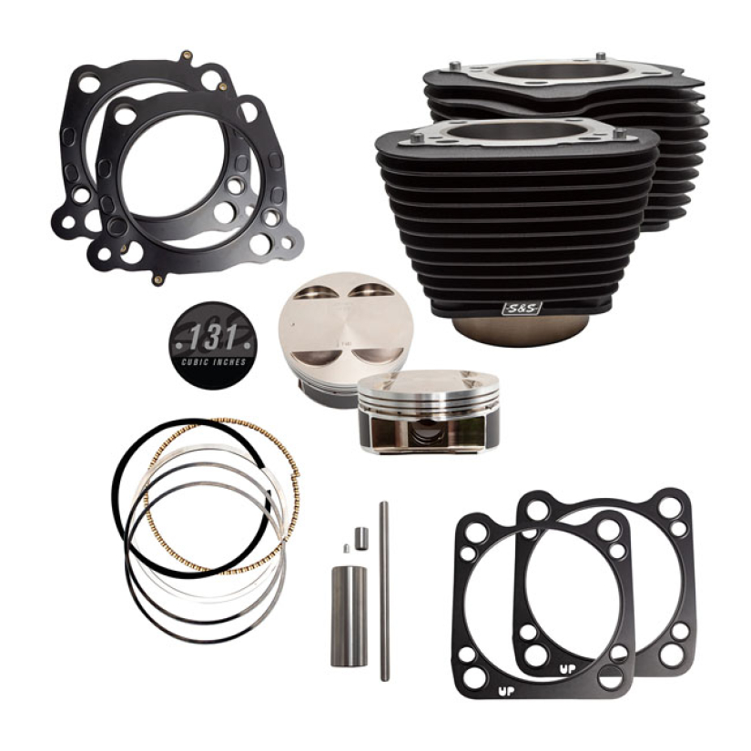 S&S, M8 131" BIG BORE CYLINDER & PISTON KIT. BLACK FINS 923194