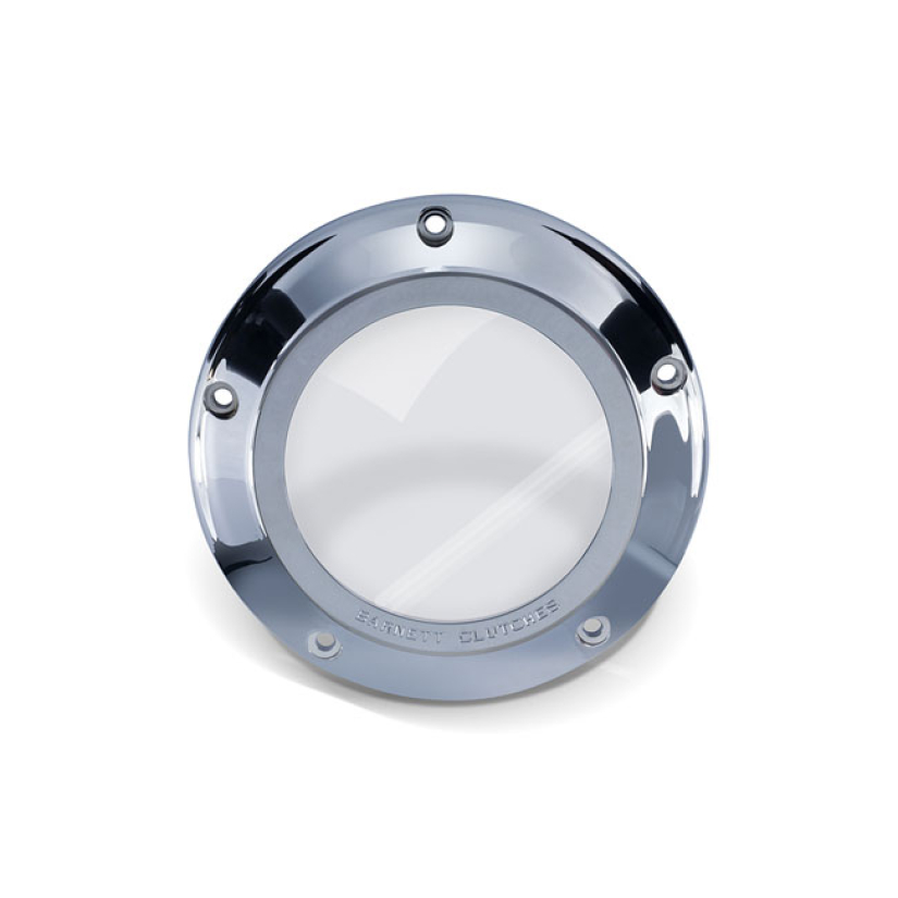 BARNETT, CLEAR DERBY COVER. CHROME CHROME PLATED BILLET ALUMINUM. THE 923385