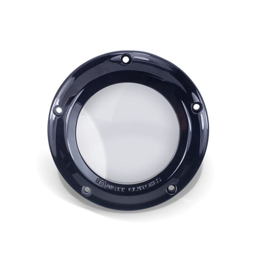 BARNETT, CLEAR DERBY COVER. BLACK BLACK POWDER COATED BILLET ALUMINUM. 923386
