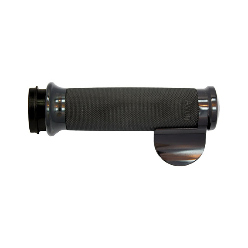 AVON CUSTOM CONTOUR GRIPS, BLACK ANODIZED/BLACK RUBBER WITH THROTTLE B 923626