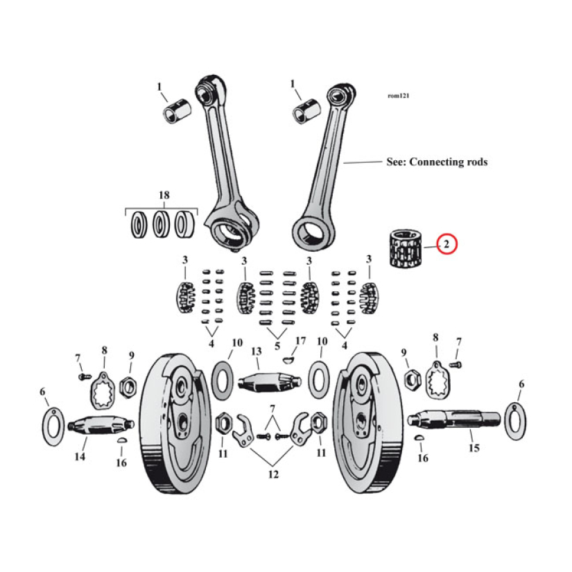 CONNECTING ROD ROLLER & RETAINER KIT '+.0010 INCH 29-73 45" FLATHEAD ( 924375