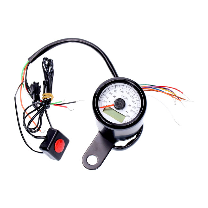 STOKER, ELECTRONIC SPEEDOMETER 48MM. BLACK, WHITE FACE WHITE FACE PLAT 928217