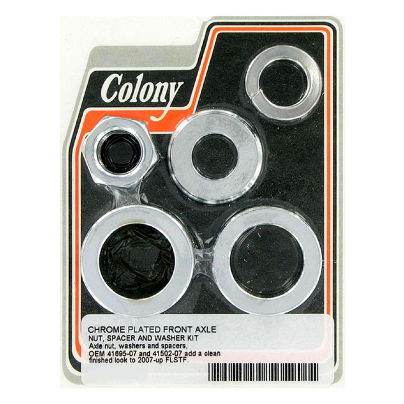 COLONY AXLE SPACER KIT FRONT, SMOOTH CHROME 07-17 FLSTF 929597