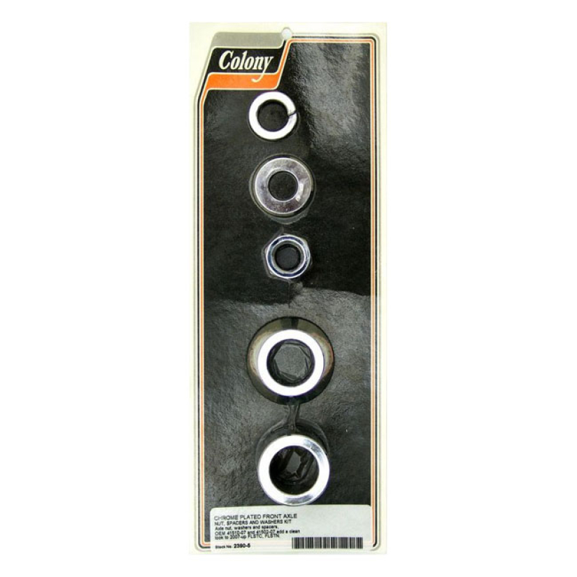 COLONY AXLE SPACER KIT FRONT, SMOOTH CHROME 07-17 FLSTC/FLSTN 929598