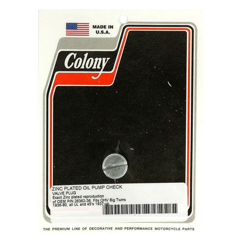 COLONY PLUG, OIL PUMP CHECK VALVE 929676
