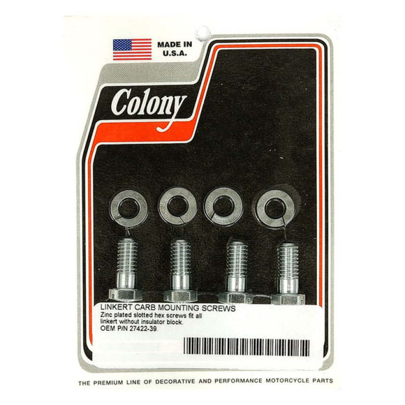 COLONY, MOUNT BOLT LINKERT CARBURETOR. STANDARD LENGTH ZINC PLATED. A 929757