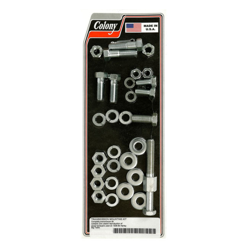COLONY, TRANSMISSION MOUNT KIT. ZINC COMPLETE TRANSMISSON MOUNT KIT. E 929780