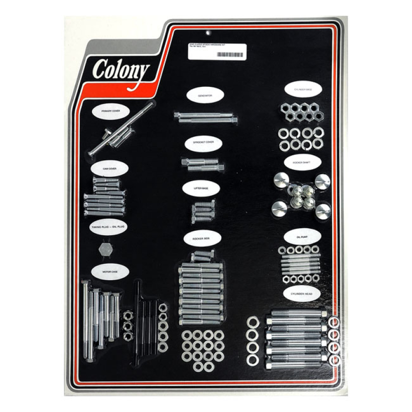 COLONY MOTOR SCREW SET ZINC; OEM STYLE 57-66 XL SPORTSTER; XLH (NU) (E 929795