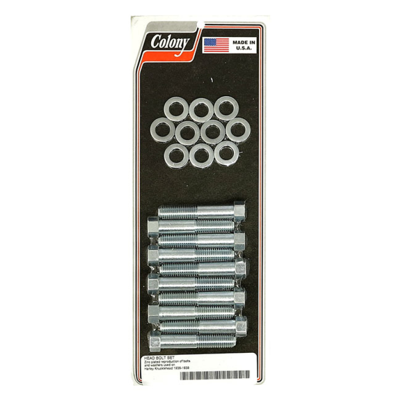 COLONY HEAD BOLT KIT ZINC; OEM STYLE; INCL. WASHERS 36-39 KNUCKLEHEAD 929814