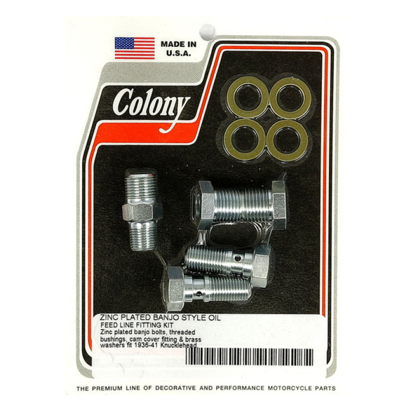 COLONY, KNUCKLE BANJO STYLE ROCKER COVER OIL FEED FITTINGS ZINC PLATED 929897