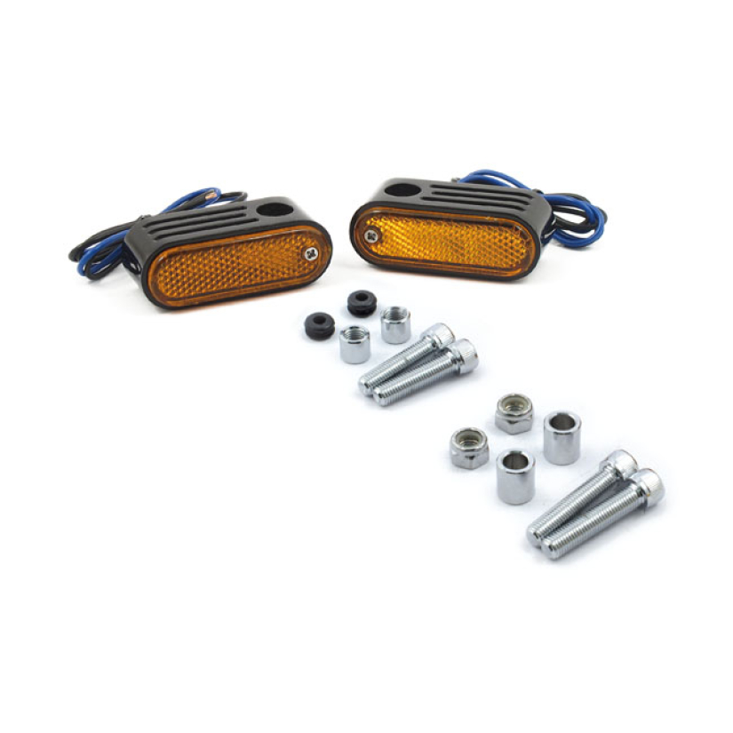 LANGO SIDE LIGHTERS, TURN SIGNALS. CHROME - BLACK HOUSING  - AMBER LEN 930698