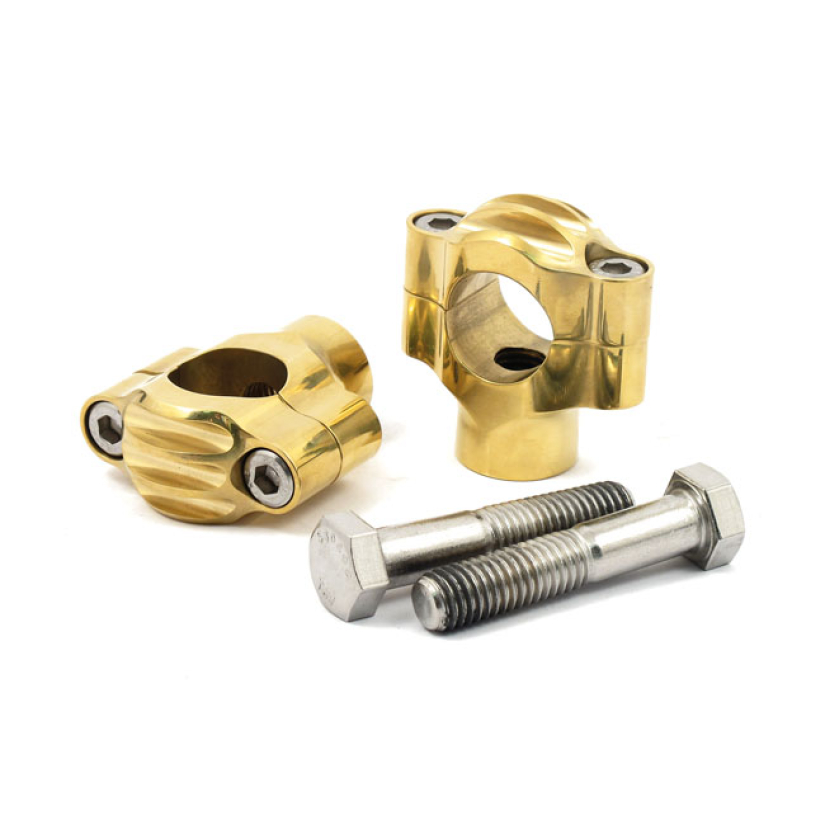 ROUGH CRAFTS, FINNED RISERS FOR 1" HANDLEBARS. BRASS 933806