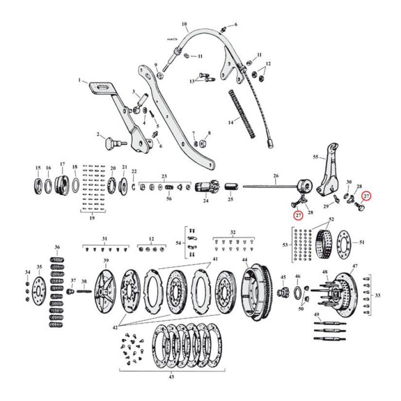 SCREW, CLUTCH RELEASE LEVER 2 USED 44-52 45" W MODELS (NU) 937077