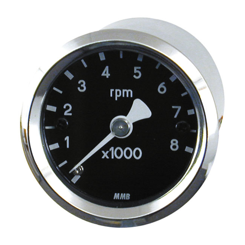 MMB 48MM ULTRA MINI TACHOMETER BASIC 8000RPM CHROME 940735