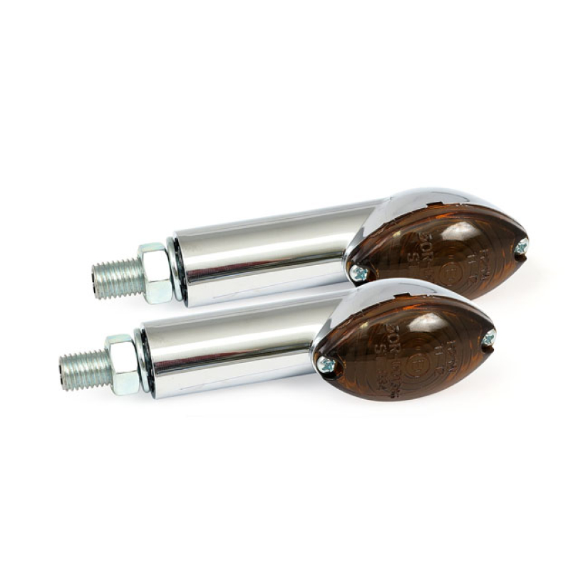 CATEYE MINI TURN SIGNALS 40MM STEM, CHROME WITH DARK LENS ECONOMICAL; 940851