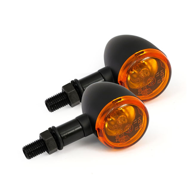 MINI BULLET TURN SIGNALS, BLACK PLAIN 940906