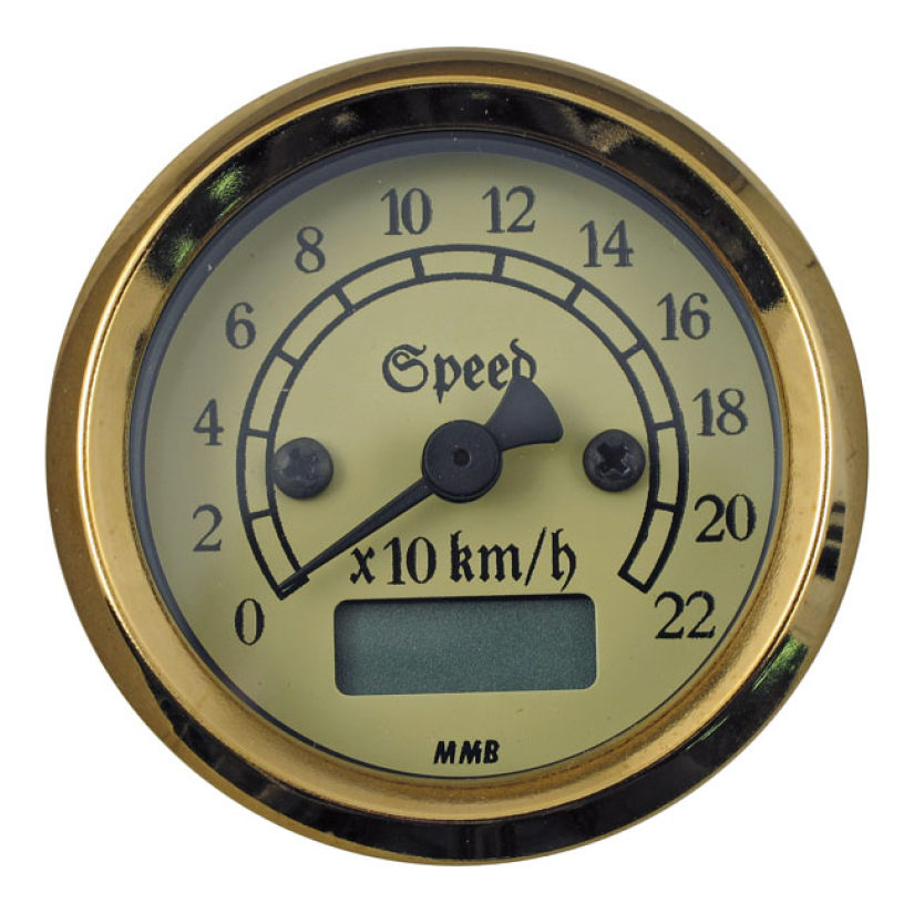 MMB 48MM ULTRA MINI ELECTRONIC SPEEDO CLASSIC CHROME/GOLD 941005
