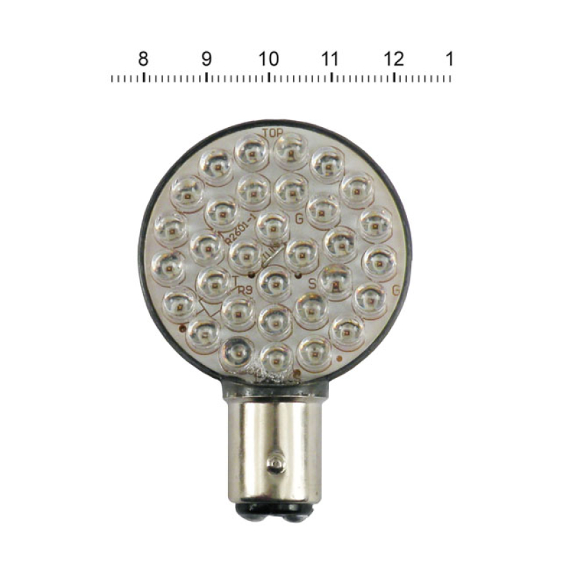 ''LOLLIPOP'' FLAT LED TAILLIGHT & TURN SIGNAL BULB. RED DUAL FILAMENT. 941106