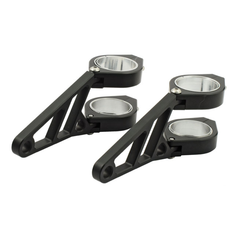 FINGERS, ADJ. HEADLAMP BRACKET ASSEMBLY 38-41MM. BLACK HIGH-END CNC MA 943224