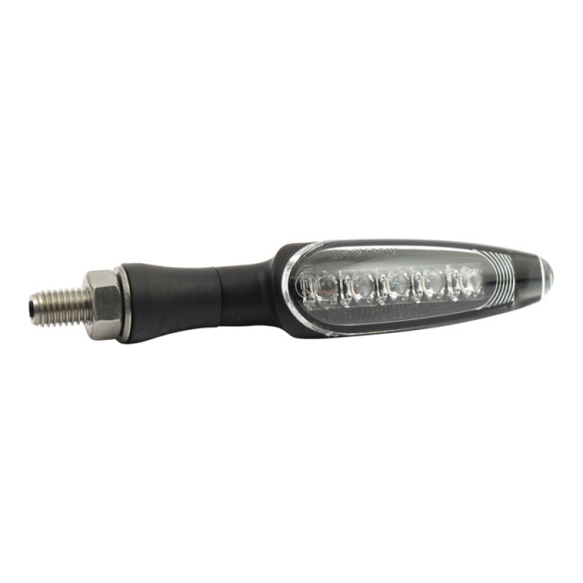 KOSO, LED TURN SIGNALS. MATTE BLACK/CLEAR LENS 943258