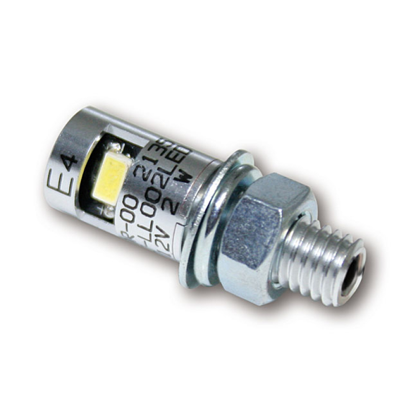 BURDETT, LED LICENSE PLATE MOUNT BOLT. CHROME LED LIGHTED. M8 THREADED 943522