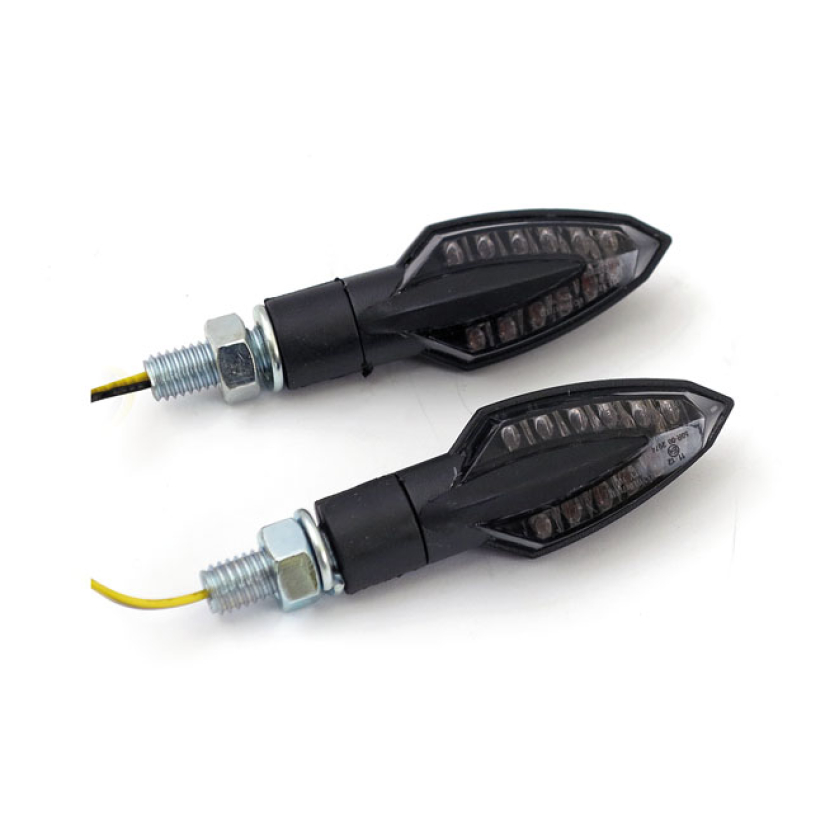 VINCI, LED TURN SIGNAL SET. BLACK BLACK PLASTIC HOUSING; SMOKE LENS; E 943862