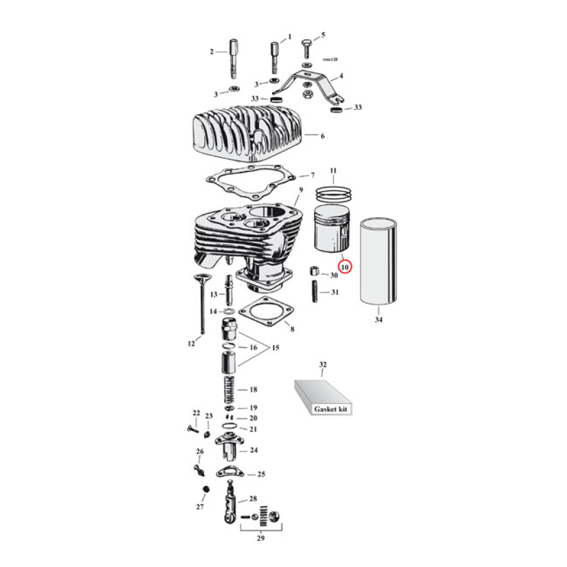 PISTON KIT +.010 WITH RINGS 946426