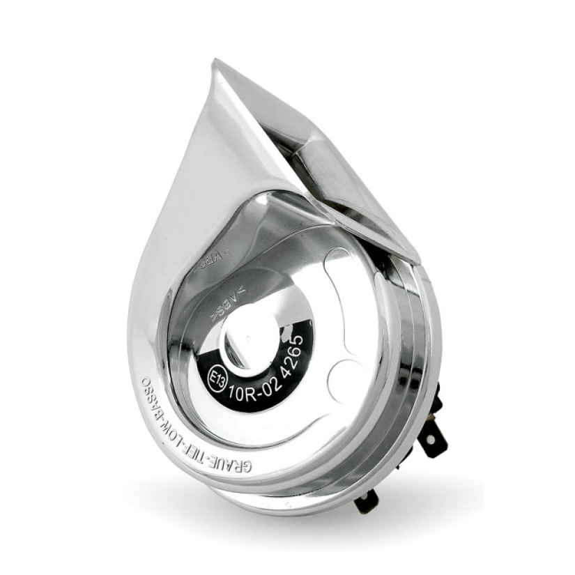 OEM STYLE HORN, ''EARLY SQUARE STYLE''. CHROME - 12-VOLT- OEM REPLACEM 950280